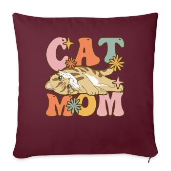 Groovy Cat Lover Family Mission - Housse de coussin décorative 45 x 45 cm - bordeaux - Devant