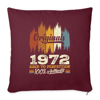 1972 Vintage Cadeau D'anniversaire 1972 Original - Housse de coussin décorative 45 x 45 cm - bordeaux - Devant