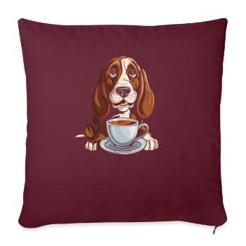 Café pour chien Bassett - Housse de coussin décorative 45 x 45 cm - bordeaux - Devant