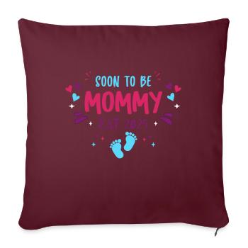 Maman et Maman 2025 Bientôt maman 2025 - Housse de coussin décorative 45 x 45 cm - bordeaux - Devant