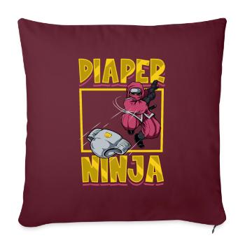 Couche-culotte Ninja - Lange pour bébé - Housse de coussin décorative 45 x 45 cm - bordeaux - Devant