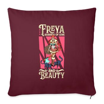 Déesse viking de l’amour Freya - Housse de coussin décorative 45 x 45 cm - bordeaux - Devant