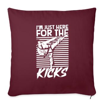 Bin nur wegen der Kicks hier - Tang Soo Do - Sofakissenbezug 45 x 45 cm - Burgunderrot - Vorne