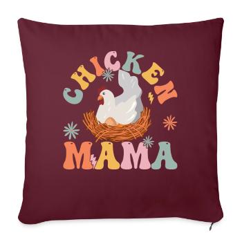 Groovy Poulet Maman Femme De Fermier - Housse de coussin décorative 45 x 45 cm - bordeaux - Devant