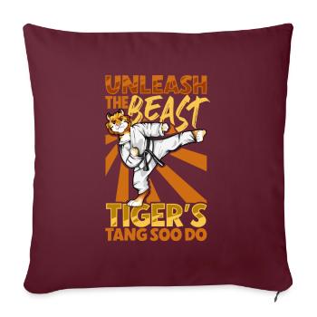 Tiger - Tang Soo Do - Sofakissenbezug 45 x 45 cm - Burgunderrot - Vorne