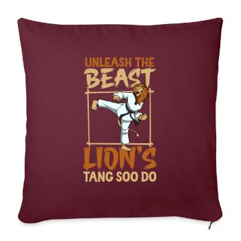 Löwe - Tang Soo Do - Sofakissenbezug 45 x 45 cm - Burgunderrot - Vorne