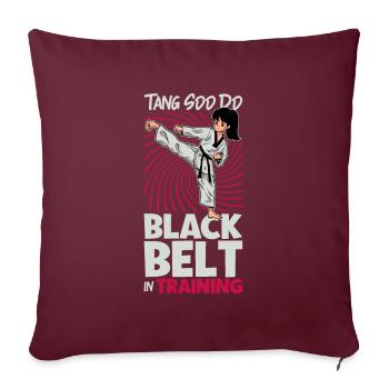 Schwarzer Gürtel in Ausbildung - Tang Soo Do - Sofakissenbezug 45 x 45 cm - Burgunderrot - Vorne