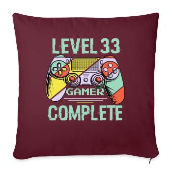 Level 33 Abschließen 33 Jahre alter Spieler Level 33 Abgeschlossen - Sofakissenbezug 45 x 45 cm - Burgunderrot - Vorne