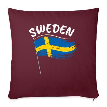 Suède Drapeau Suède Stockholm - Housse de coussin décorative 45 x 45 cm - bordeaux - Devant