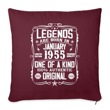 Cadeau D'anniversaire Nées En Janvier 1955 - Housse de coussin décorative 45 x 45 cm - bordeaux - Devant