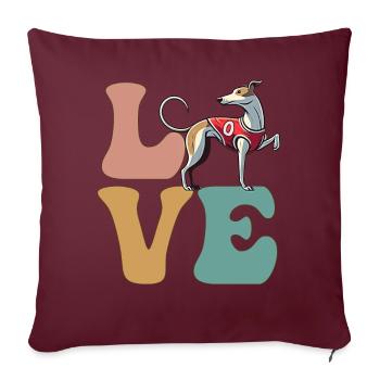 Amoureux des chiens lévriers - Housse de coussin décorative 45 x 45 cm - bordeaux - Devant