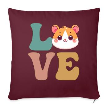 Hamster mignon Hammy - Housse de coussin décorative 45 x 45 cm - bordeaux - Devant