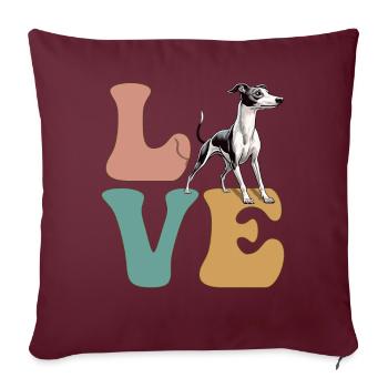 Amoureux des chiens lévriers italiens - Housse de coussin décorative 45 x 45 cm - bordeaux - Devant
