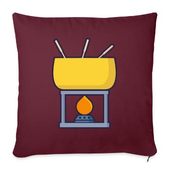 Fondue à fondue au fromage Dîner de Noël - Housse de coussin décorative 45 x 45 cm - bordeaux - Devant