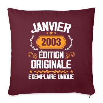 Jubiläum Vintage Geschenk Januar 2003 - 2003 - Sofakissenbezug 45 x 45 cm - Burgunderrot - Vorne