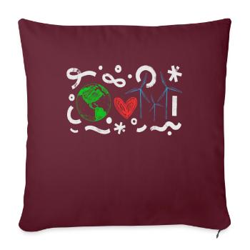 Énergie éolienne Cœur Terre Vent Énergie éolienne - Housse de coussin décorative 45 x 45 cm - bordeaux - Devant