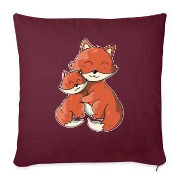 zwei süße Füchse Tiere cute Fox Animals - Sofakissenbezug 45 x 45 cm - Burgunderrot - Vorne