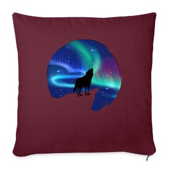 Nordlichter Wolf Aurora Borealis - Sofakissenbezug 45 x 45 cm - Burgunderrot - Vorne