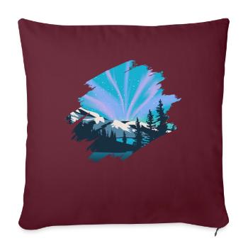 Nordlichter Polarlicht Aurora Borealis - Sofakissenbezug 45 x 45 cm - Burgunderrot - Vorne