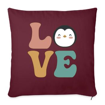 Mignon amant de pingouin - Housse de coussin décorative 45 x 45 cm - bordeaux - Devant