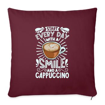 Souriez avec un cappuccino - Housse de coussin décorative 45 x 45 cm - bordeaux - Devant