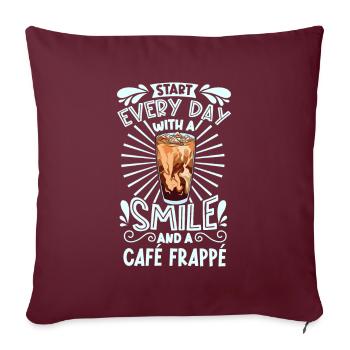 Souriez avec Café Frappé - Housse de coussin décorative 45 x 45 cm - bordeaux - Devant