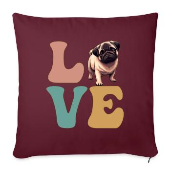 Mops Hundeliebhaber - Sofakissenbezug 45 x 45 cm - Burgunderrot - Vorne