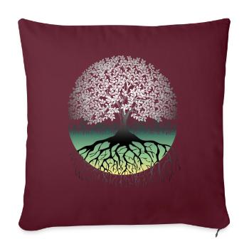 Baum des Lebens Lebensbaum Wurzel - Sofakissenbezug 45 x 45 cm - Burgunderrot - Vorne