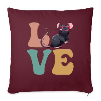 Souris rat mignonne - Housse de coussin décorative 45 x 45 cm - bordeaux - Devant