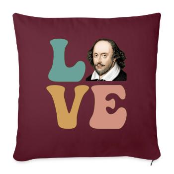 Shakespeare Littérature anglaise Littéraire - Housse de coussin décorative 45 x 45 cm - bordeaux - Devant