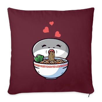 Sacabambaspis Meme Poisson Bol Ramen Japonais - Housse de coussin décorative 45 x 45 cm - bordeaux - Devant
