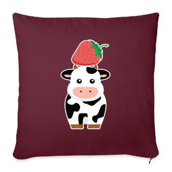 Erdbeeren Kuh Kühe Bauer Kinder - Sofakissenbezug 45 x 45 cm - Burgunderrot - Vorne