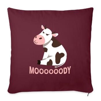 Moooooody Vache Vaches Fermier Enfants - Housse de coussin décorative 45 x 45 cm - bordeaux - Devant