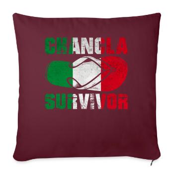 Drapeau de La Chancla Mexique Mexique - Housse de coussin décorative 45 x 45 cm - bordeaux - Devant