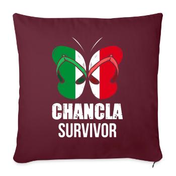 Drapeau de La Chancla Mexique Mexique - Housse de coussin décorative 45 x 45 cm - bordeaux - Devant