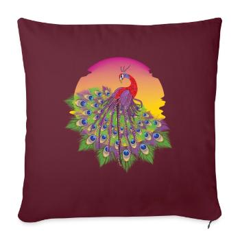 Pfau Sonne Vogel Ziervogel Federn Bunt - Sofakissenbezug 45 x 45 cm - Burgunderrot - Vorne