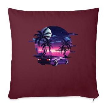 Synthwave Retro Sunset Car Musik 80er - Sofakissenbezug 45 x 45 cm - Burgunderrot - Vorne