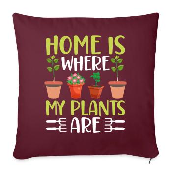Pépinière de plantes d’intérieur amusantes - Housse de coussin décorative 45 x 45 cm - bordeaux - Devant