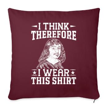 Der lustige Rene Descartes - Sofakissenbezug 45 x 45 cm - Burgunderrot - Vorne