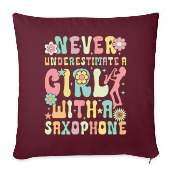 Saxophon Girl Saxophonistin - Sofakissenbezug 45 x 45 cm - Burgunderrot - Vorne