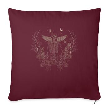 Fairycore, Squelette, Mystique, Nature, Fantaisie - Housse de coussin décorative 45 x 45 cm - bordeaux - Devant