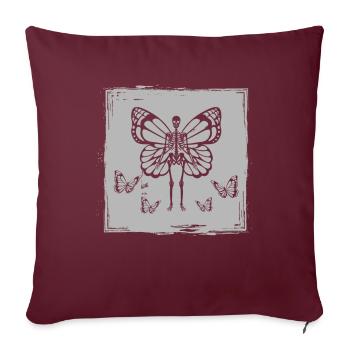 Papillon Squelette Fairycore Fantasy - Housse de coussin décorative 45 x 45 cm - bordeaux - Devant