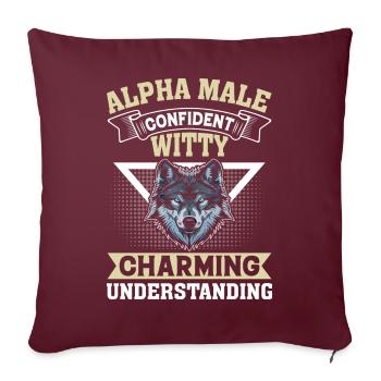 Loup pour hommes - Housse de coussin décorative 45 x 45 cm - bordeaux - Devant