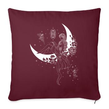 Fairycore Lune Fée Ailes Fée Croissant de Lune - Housse de coussin décorative 45 x 45 cm - bordeaux - Devant