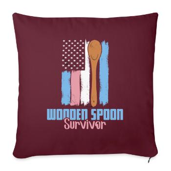 Cuillère en bois Survivor USA drapeau cuillère en bois - Housse de coussin décorative 45 x 45 cm - bordeaux - Devant