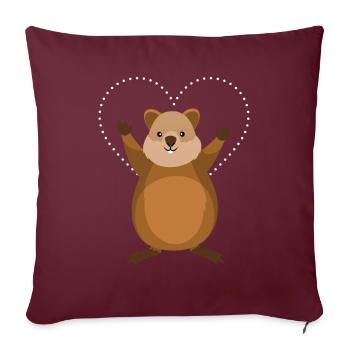 Quokka Heart Australie - Housse de coussin décorative 45 x 45 cm - bordeaux - Devant
