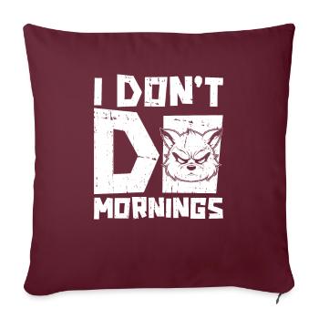 Panda roux Drôle Je ne fais pas de matins - Housse de coussin décorative 45 x 45 cm - bordeaux - Devant