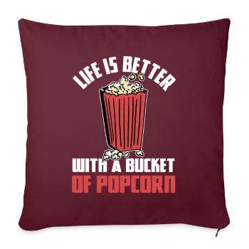 Seau De Pop-Corn Soirée Cinéma Films Soirée Collation - Housse de coussin décorative 45 x 45 cm - bordeaux - Devant