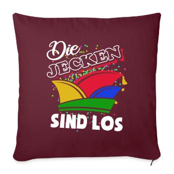 Narrenkappe - Die Jecken sind los - Karneval - Sofakissenbezug 45 x 45 cm - Burgunderrot - Vorne