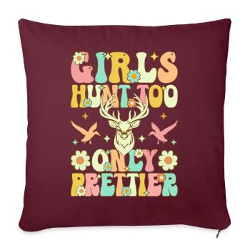 Fille De Chasse Femme Chasseur - Housse de coussin décorative 45 x 45 cm - bordeaux - Devant